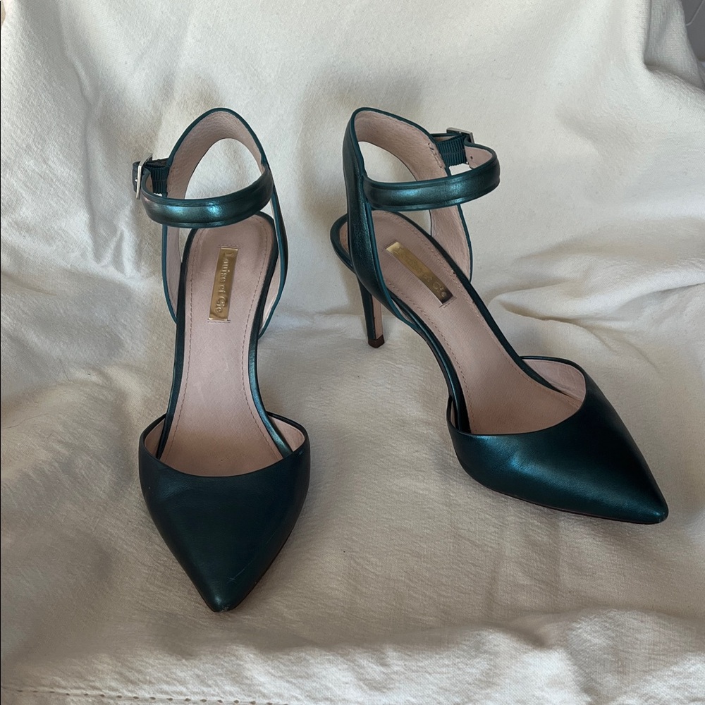 Louise et Cie Dark Teal Ankle Strap Heels